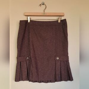 Vintage Brown Tweed Pleated Skirt Academia Academic Collegiate Preppy Y2k